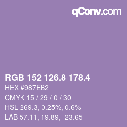カラーコード: RGB 152 126.8 178.4 | qconv.com