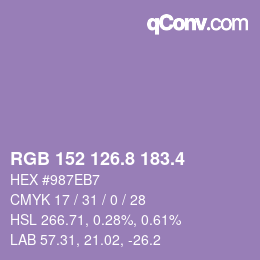 カラーコード: RGB 152 126.8 183.4 | qconv.com