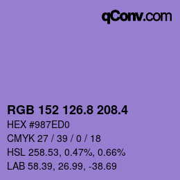 カラーコード: RGB 152 126.8 208.4 | qconv.com