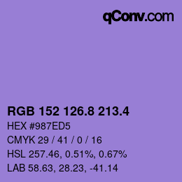 カラーコード: RGB 152 126.8 213.4 | qconv.com