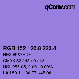 カラーコード: RGB 152 126.8 223.4 | qconv.com