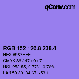カラーコード: RGB 152 126.8 238.4 | qconv.com