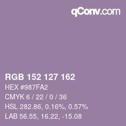 Color code: RGB 152 127 162 | qconv.com