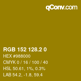 カラーコード: RGB 152 128.2 0 | qconv.com