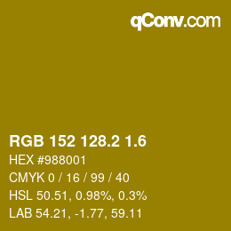 カラーコード: RGB 152 128.2 1.6 | qconv.com
