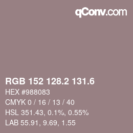 カラーコード: RGB 152 128.2 131.6 | qconv.com