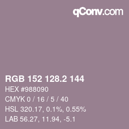 カラーコード: RGB 152 128.2 144 | qconv.com