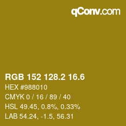 カラーコード: RGB 152 128.2 16.6 | qconv.com