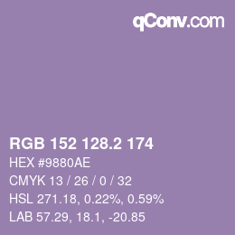カラーコード: RGB 152 128.2 174 | qconv.com