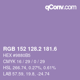 カラーコード: RGB 152 128.2 181.6 | qconv.com