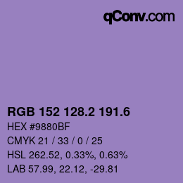 カラーコード: RGB 152 128.2 191.6 | qconv.com