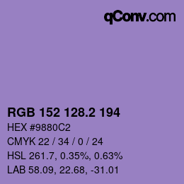カラーコード: RGB 152 128.2 194 | qconv.com