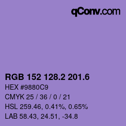 カラーコード: RGB 152 128.2 201.6 | qconv.com