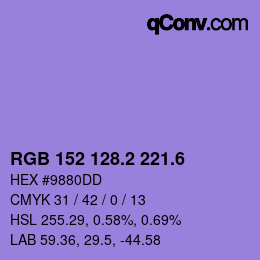カラーコード: RGB 152 128.2 221.6 | qconv.com