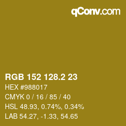 カラーコード: RGB 152 128.2 23 | qconv.com
