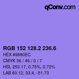 カラーコード: RGB 152 128.2 236.6 | qconv.com