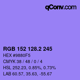カラーコード: RGB 152 128.2 245 | qconv.com