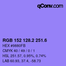 カラーコード: RGB 152 128.2 251.6 | qconv.com