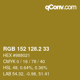 カラーコード: RGB 152 128.2 33 | qconv.com