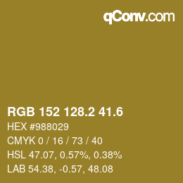 カラーコード: RGB 152 128.2 41.6 | qconv.com