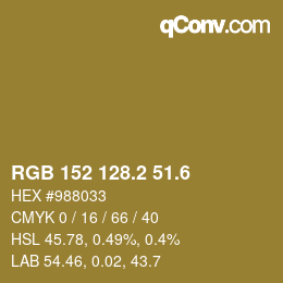 カラーコード: RGB 152 128.2 51.6 | qconv.com