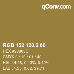 カラーコード: RGB 152 128.2 60 | qconv.com