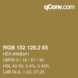 カラーコード: RGB 152 128.2 65 | qconv.com