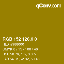 カラーコード: RGB 152 128.6 0 | qconv.com