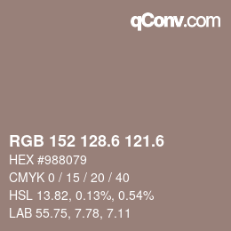 カラーコード: RGB 152 128.6 121.6 | qconv.com