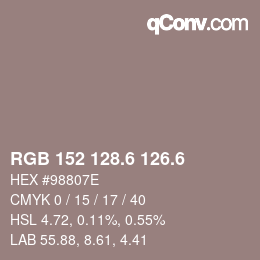 カラーコード: RGB 152 128.6 126.6 | qconv.com