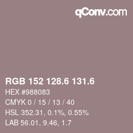 カラーコード: RGB 152 128.6 131.6 | qconv.com