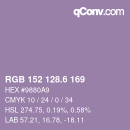 カラーコード: RGB 152 128.6 169 | qconv.com