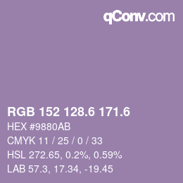 カラーコード: RGB 152 128.6 171.6 | qconv.com