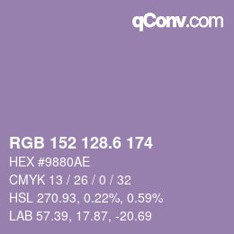 カラーコード: RGB 152 128.6 174 | qconv.com