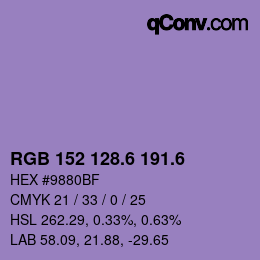 カラーコード: RGB 152 128.6 191.6 | qconv.com