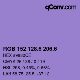 カラーコード: RGB 152 128.6 206.6 | qconv.com