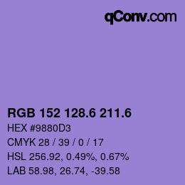 カラーコード: RGB 152 128.6 211.6 | qconv.com