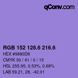 カラーコード: RGB 152 128.6 216.6 | qconv.com
