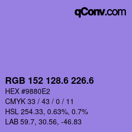 カラーコード: RGB 152 128.6 226.6 | qconv.com