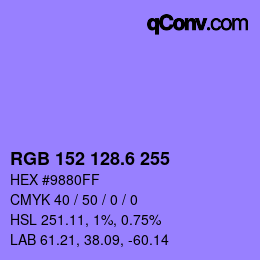 カラーコード: RGB 152 128.6 255 | qconv.com