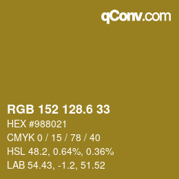 カラーコード: RGB 152 128.6 33 | qconv.com