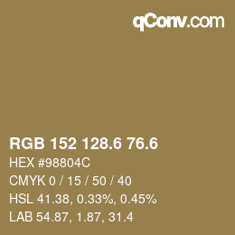 カラーコード: RGB 152 128.6 76.6 | qconv.com