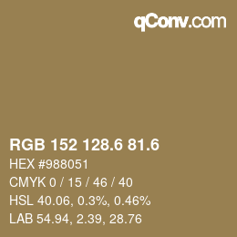 カラーコード: RGB 152 128.6 81.6 | qconv.com