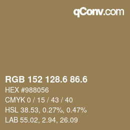 カラーコード: RGB 152 128.6 86.6 | qconv.com