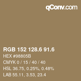 カラーコード: RGB 152 128.6 91.6 | qconv.com