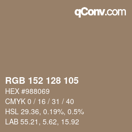 カラーコード: RGB 152 128 105 | qconv.com