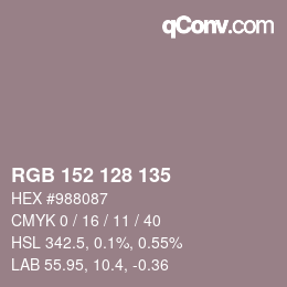 カラーコード: RGB 152 128 135 | qconv.com