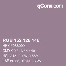 カラーコード: RGB 152 128 146 | qconv.com