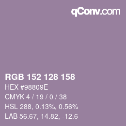 カラーコード: RGB 152 128 158 | qconv.com