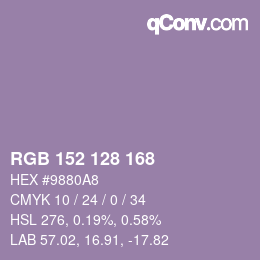 颜色代码: RGB 152 128 168 | qconv.com